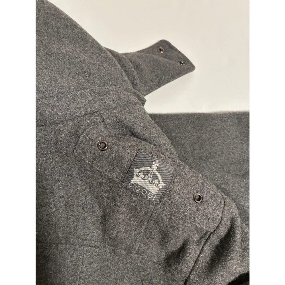 Coogi Mens‎ XL Gray Wool Blend Hooded Bomber Jacket Heavyweight Coat